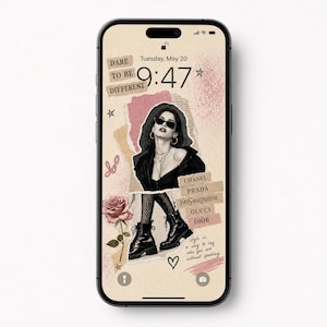 Retro Fashion Phone Wallpaper, Dare To Be Different iPhone Background, Vintage Style Collage Digital Download, Aesthetic Girl Lockscreen