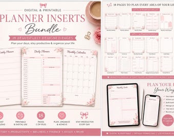 Digital Planner Inserts, Goodnotes Planner Pages, Daily Weekly Monthly, Study Budget ,Wellness