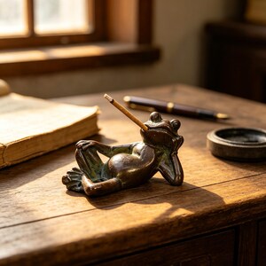 Retro bronze Free Frog incense burner, Zen-inspired aroma diffuser, meditation decoration