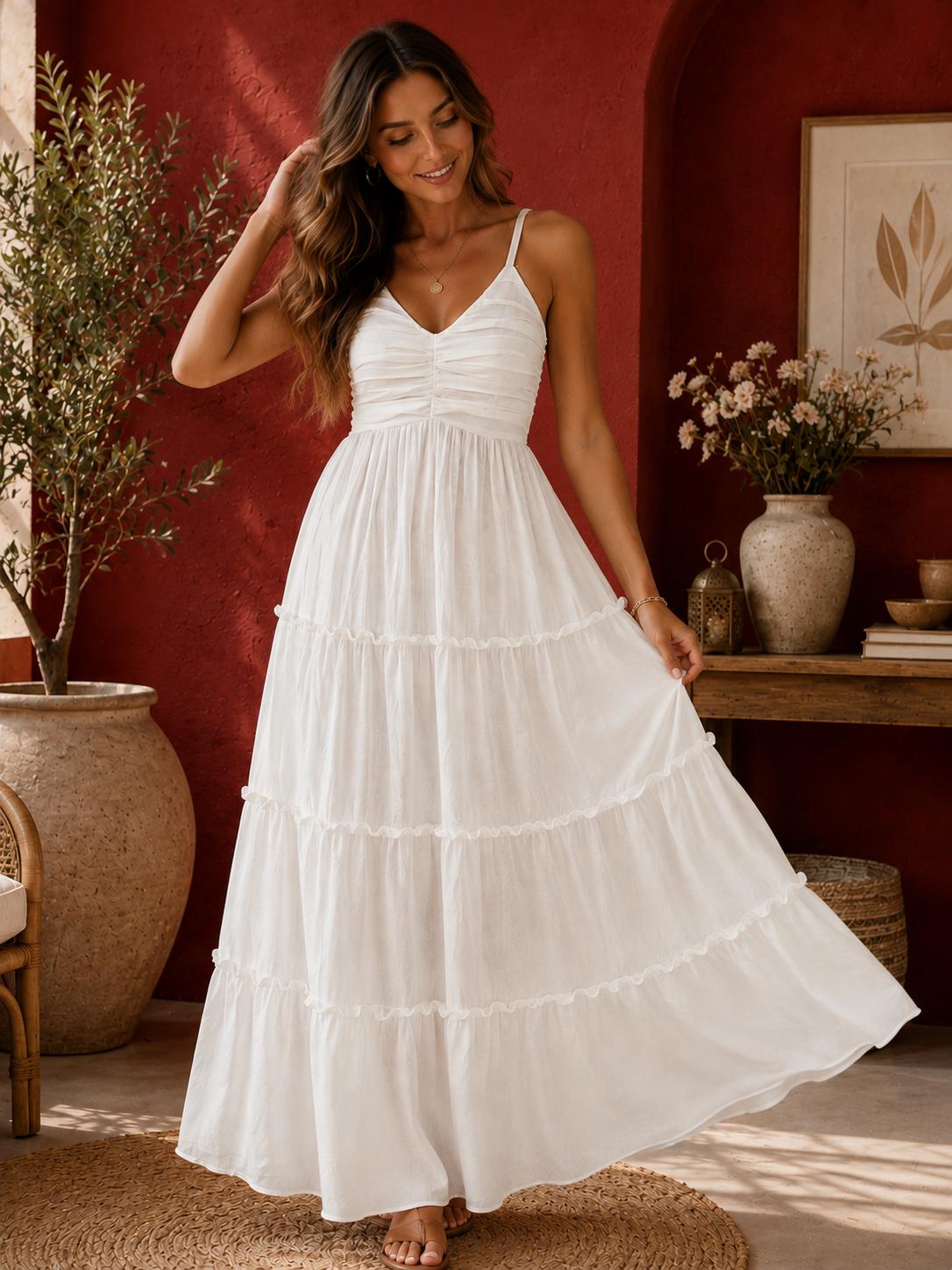 white cotton spaghetti strap dress - Etsy spaghetti strap dress Zapaka Women Strapless White affordable wedding dress so you can wear Color:As Photo Royal Blue
