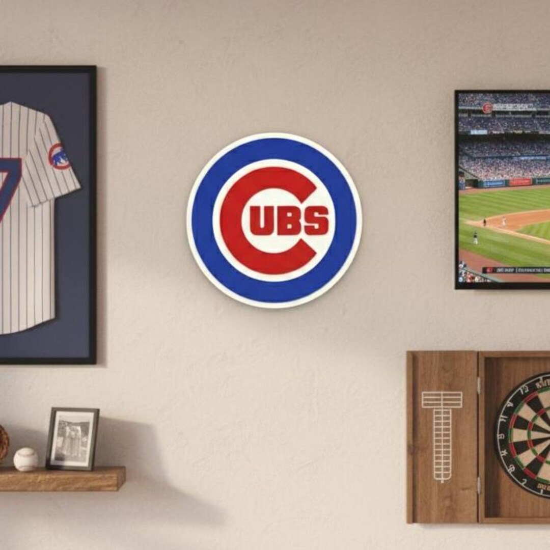 Chicago Cubs Logo Sign: MLB Baseball Team Wall Decor, Game Room Art - Etsy