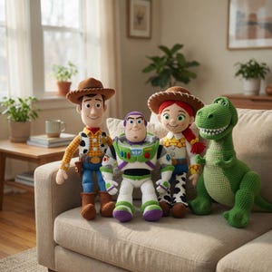 Toy Story Crochet Pattern Bundle Woody Buzz Jessie Rex Amigurumi PDF 14 Inch