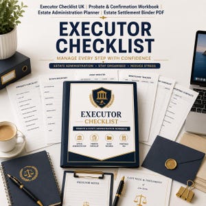 Executor Checklist UK | Probate & Confirmation Workbook | Estate Administration Planner | Estate Settlement Binder PDF