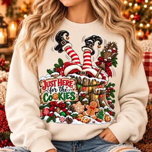 Just Here for the Cookies PNG, Funny Christmas Witch Sublimation, Retro Holiday Humor Design, Gingerbread Christmas PNG, Digital Download