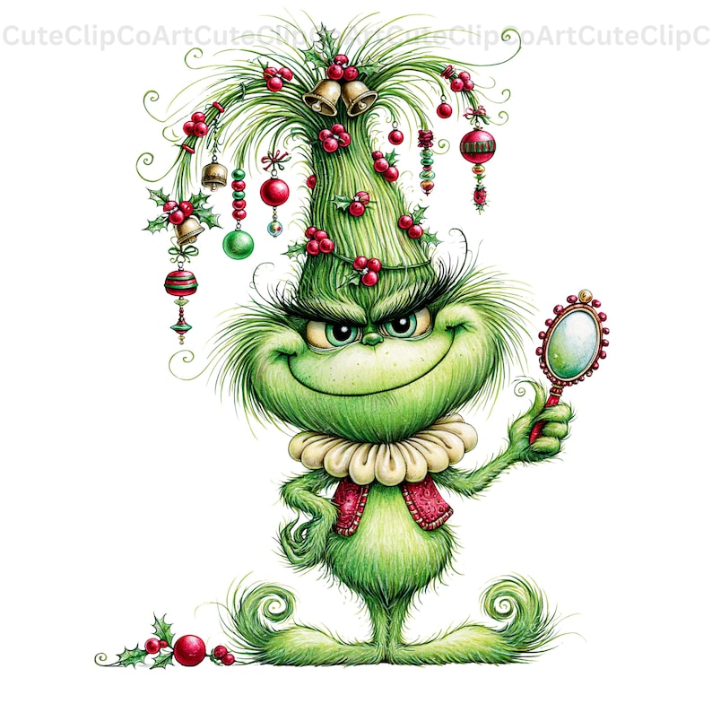Xmas Grumpy Grumpy Christmas Clipart Bundle | Green Monster 34 PNG | Whimsical ...