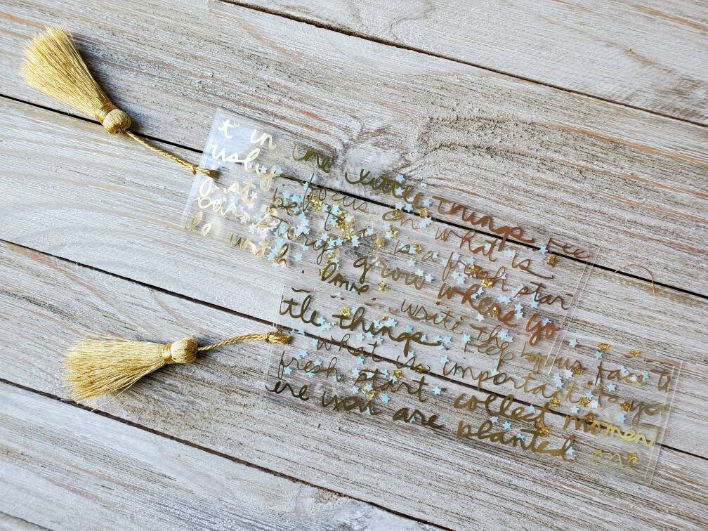 Gold Glitter Handwritten Inspirational Quote Bookmark | Etsy