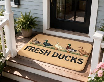 Fresh Ducks Doormat, Country Farmhouse Welcome Mat, Rustic Vintage Porch Decor, Housewarming Gift