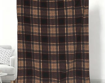 Soft Classic Brown Plaid Flannel Blanket, Vintage Fall Aesthetic for Living Room Home Decor, Cozy Holiday Gift