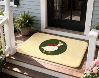 Goose Doormat Funny Party Hat Print Minimalist Entryway Decor Housewarming Gift Non Slip Flannel