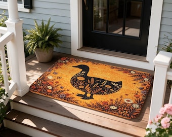 Duck Doormat Vintage Floral Welcome Mat, Boho Botanical Door Rug, Farmhouse Decor, Housewarming Gift