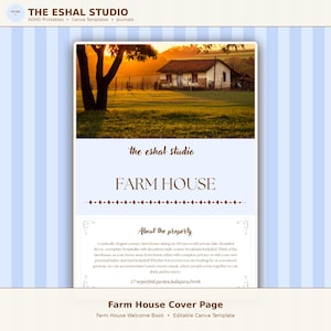 Modèle de livre d'accueil pour maison de ferme | Guide Airbnb modifiable sur Canva (6 pages)