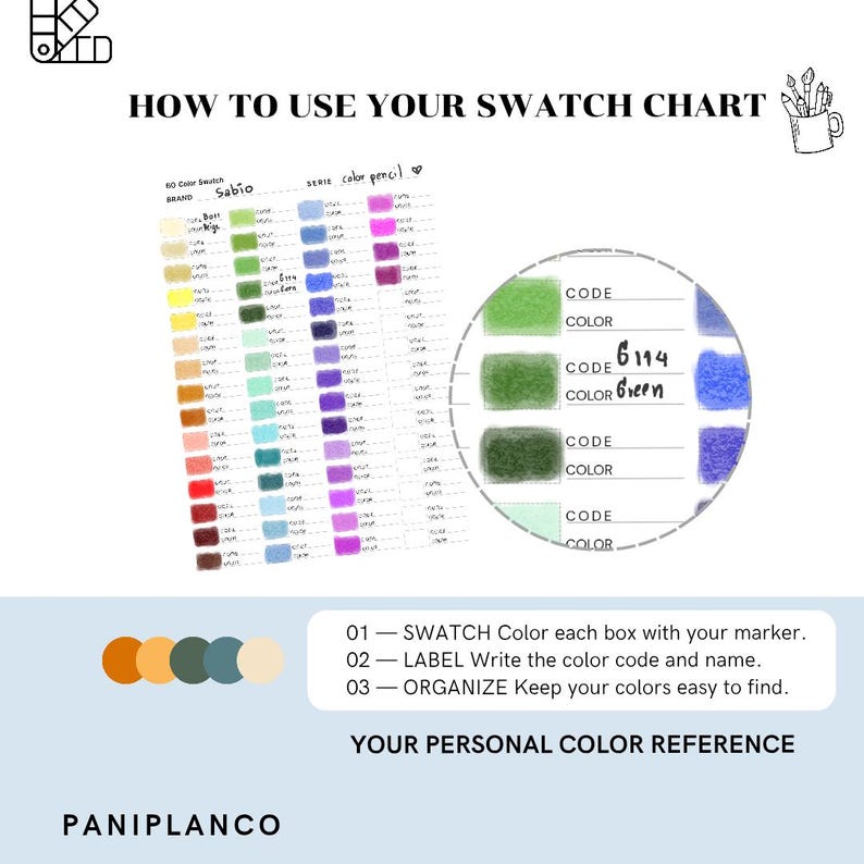 60 Color Swatch Chart Printable, A4 & US Letter PDF - Etsy