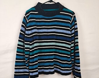 Vintage 2000s / 90s Blue Stripe Sweater