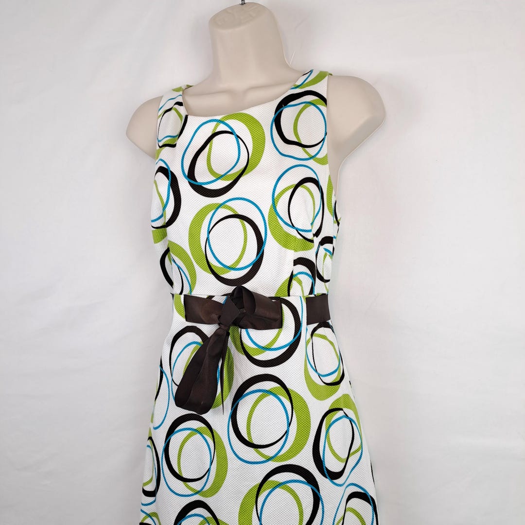 Vintage 2000s Lime, Teal Brown Tank Dress
