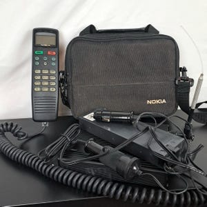 Vintage 90s Nokia LX-12 1992 Cell Phone / Car Phone with Accessories & Case