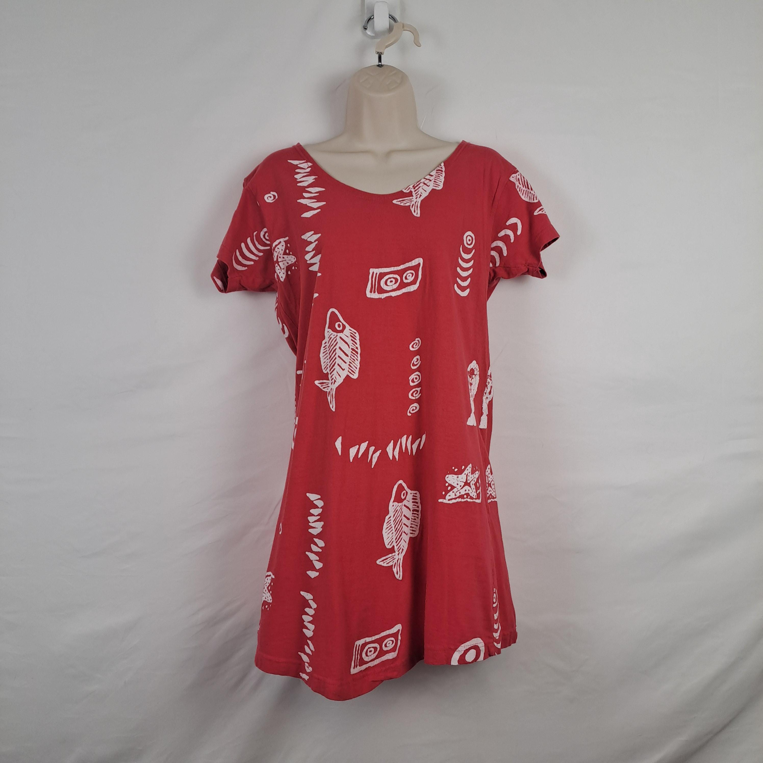 Vintage 90s Coral Pink Fish Shift Dress Vintage 90s Coral Pink Fish Shift Dress