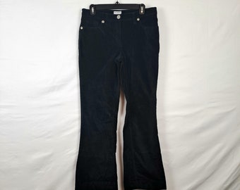 Pantalon flare noir taille basse vintage des années 2000, taille moyenne