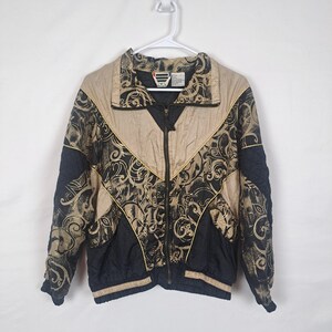 Vintage 90s Black & Gold Windbreaker Jacket