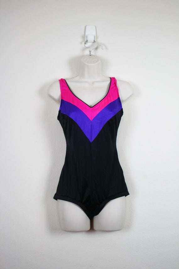 Vintage 1980s V-Stripe Swimsuit, Size Medium - image 5