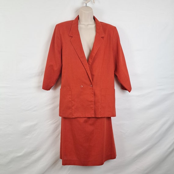 Vintage 70s Orange Skirt Suit - image 1