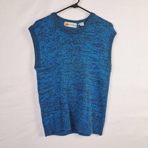 Vintage 80s Blue & Black Sweater Vest