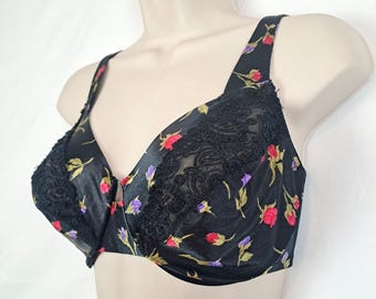 Vintage 90s Victoria's Secret Black Floral & Lace Bra