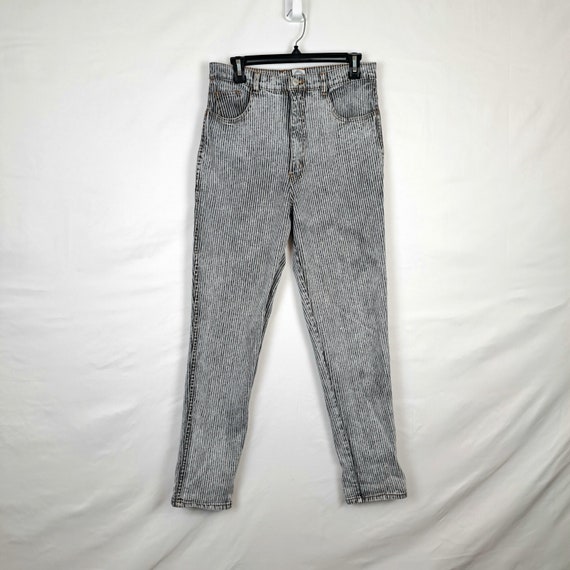 Vintage 80s Jordache Grey Stripe High Rise Jeans,… - image 1