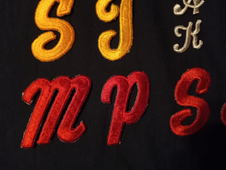 Vintage Sew on Letter Patches - Fabric Script Patches, A I J K M P S T ...