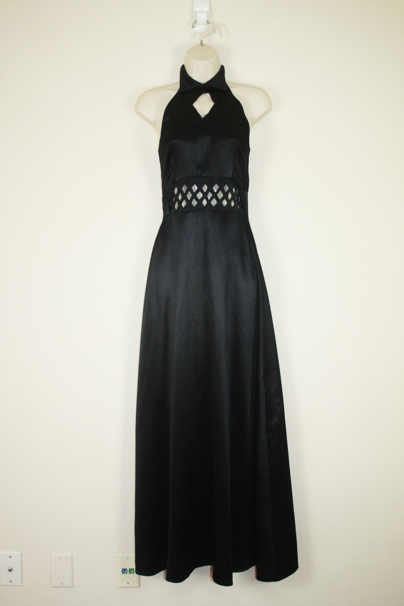 Vintage 1990s / 2000s Black Cut-Out Formal Dress, Size Extra Small image 2