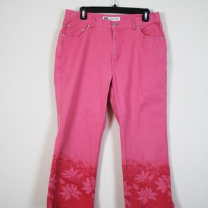 Vintage 2000s Pink Tropical Capri Pants, Size Large image 2