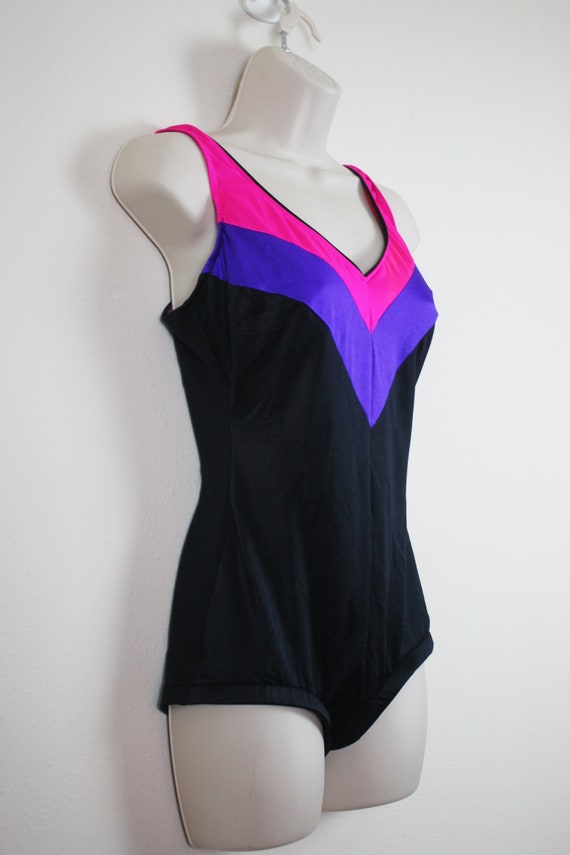 Vintage 1980s V-Stripe Swimsuit, Size Medium - image 2