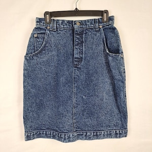 Vintage 80s / 90s Acid Wash Denim Skirt, Size 27 Waist
