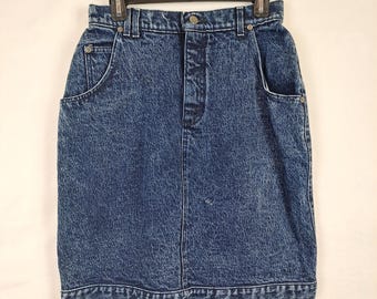 Vintage 80s / 90s Acid Wash Denim Skirt, Size 27 Waist