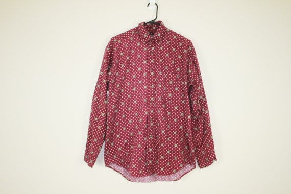 Vintage 1990s Burgundy Collared Shirt - image 2