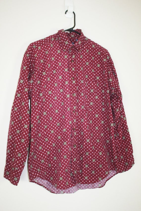 Vintage 1990s Burgundy Collared Shirt - image 3
