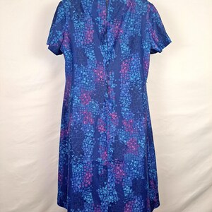 60 70s Vintage Midi Shift Blue Cut Out Dress 8 10