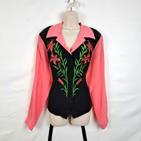 Vintage 90s Bob Mackie Floral Blouse