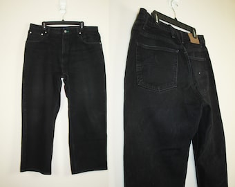 Vintage 90s Tommy Hilfiger Black High Waist Jeans, Size 38 Waist