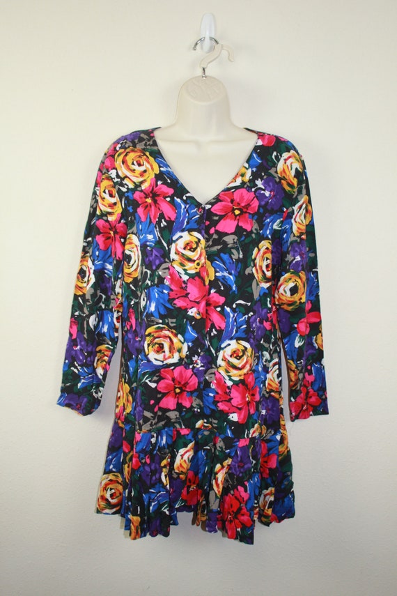 Vintage 1990s Floral Party Dress, Size Medium - image 2