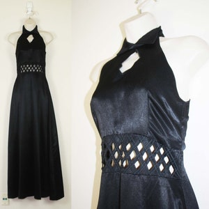 Vintage 1990s / 2000s Black Cut-Out Formal Dress, Size Extra Small image 1