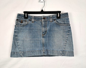 Vintage jaren 2000 laagbouw denim minirok van American Eagle, maat medium