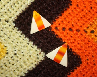 Vintage 1980s Orange Triangle Earrings