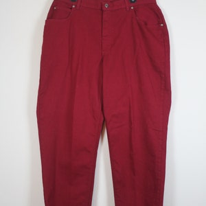 Vintage 90s Burgundy High Waist Jeans, Size 36 Waist