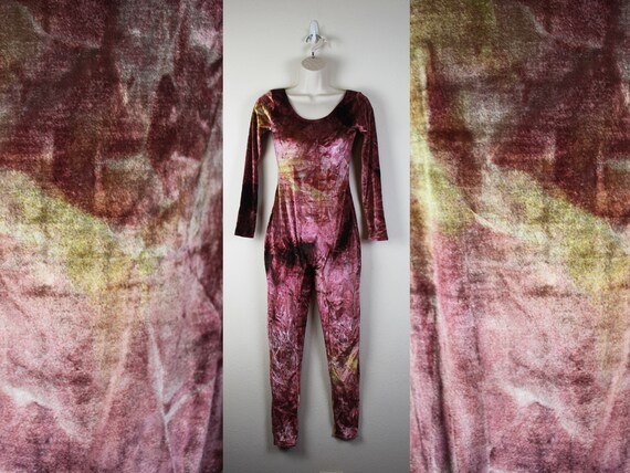 Vintage 1990s Crushed Velvet Mauve Leotard