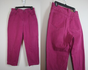 Vintage 90s Magenta High Waist Jeans, Size 31 Waist