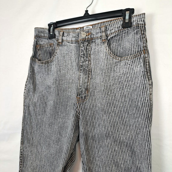Vintage 80s Jordache Grey Stripe High Rise Jeans,… - image 2