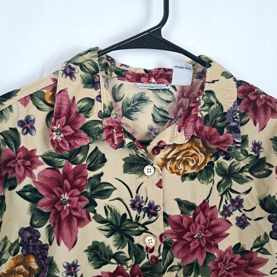 Vintage 90s Floral Corduroy Shirt - image 2
