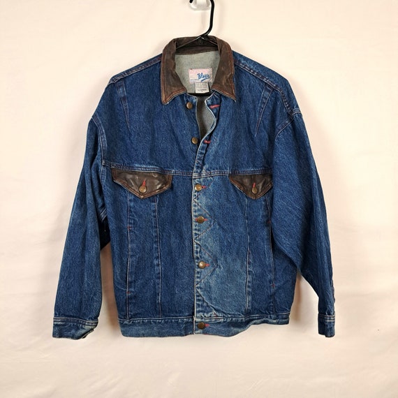 Vintage 80s Denim & Leather Jacket - image 1