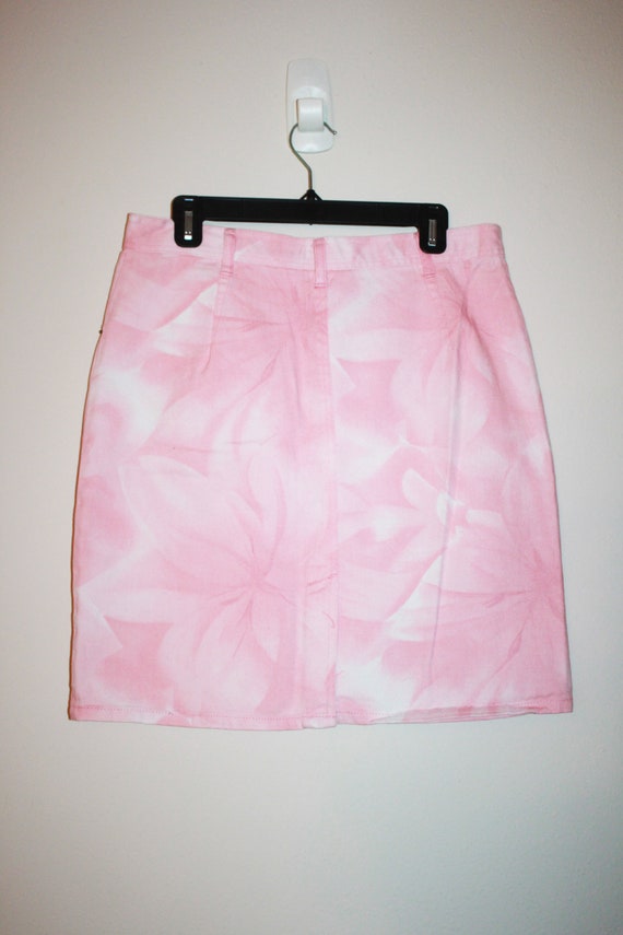 Vintage 90s Baby Pink Denim Mini Skirt, Size XL - image 4