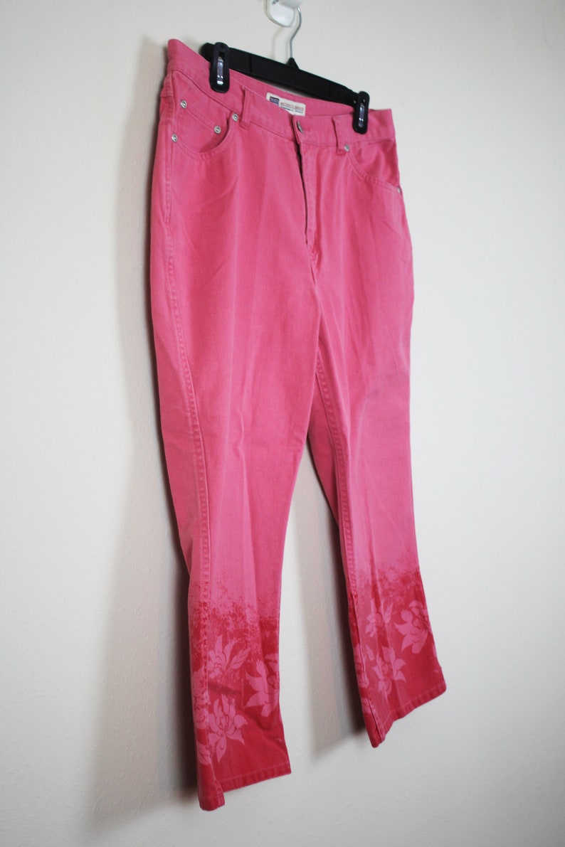 Vintage 2000s Pink Tropical Capri Pants, Size Large image 3
